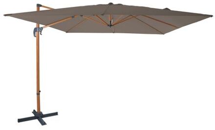 Nima Zweefparasol Rechthoekig 300 x 300 cm in Houtlook / Taupe Parasol voor tuin met Aluminium Frame