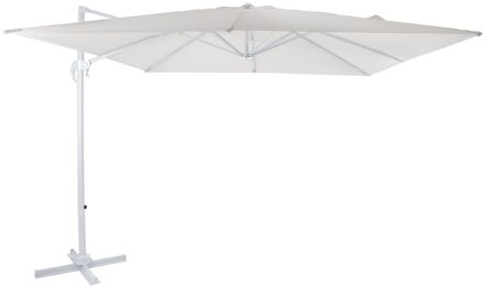 Nima Zweefparasol Rechthoekig 300 x 300 cm in Wit / Beige Parasol voor tuin met Aluminium Frame