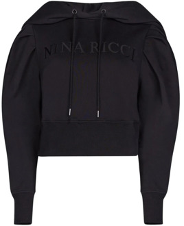 Nina Ricci Zwarte Logo Cropped Hoodie Sweater Nina Ricci , Black , Dames - M