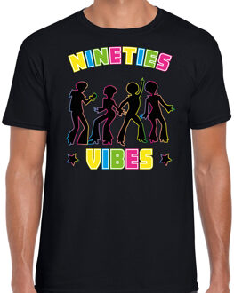 nineties party verkleed t-shirt heren - jaren 90 feest outfit - 90s vibes - zwart M