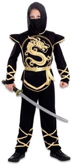 Ninja Fighter Kostuum Kind Zwart/Goud Zwart, Goud - Brons