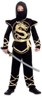 Ninja Fighter Kostuum Kind Zwart/Goud Zwart, Goud - Brons