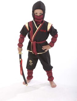 Ninja Kostuum Zwart/Goud/Rood Kind Zwart, Multikleur - Print