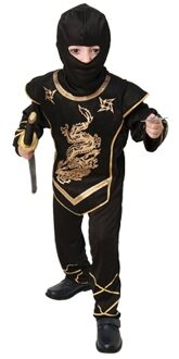 Ninja kostuum - zwart - kinderen - polyester - ninjapak - verkleedkleding