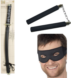 Ninja verkleed accessoires/wapens set - 3 delig - voor kinderen en volwassenen - kunststof