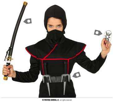 Ninja Warrior Accesoires Set Met Zwaard Zwart, Zilver - Grijs