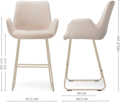 Nino-Eef barkruk beige - beige onderstel - 65 cm