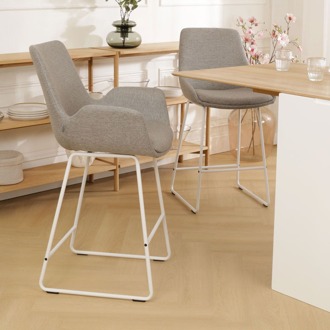 Nino-Eef barkruk warm grijs - wit onderstel - 75 cm