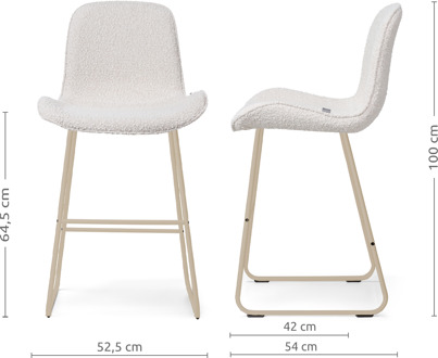 Nino-Fé barkruk bouclé beige - beige onderstel - 65 cm