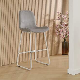 Nino-Fé barkruk rib warm grijs - wit onderstel - 75 cm - set van 2