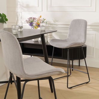 Nino-Fé barkruk rib warm grijs - zwart onderstel - 75 cm - set van 2