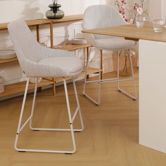 Nino-Isa barkruk beige gemêleerd - wit onderstel - 75 cm