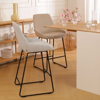 Nino-Isa barkruk beige gemêleerd - zwart onderstel - 65 cm