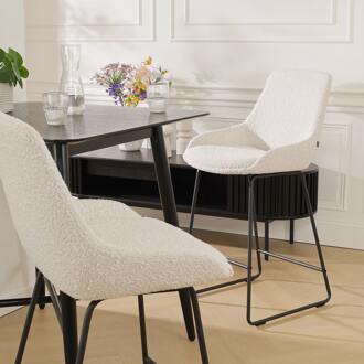 Nino-Isa barkruk bouclé beige - zwart onderstel - 75 cm - set van 2