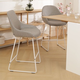 Nino-Isa barkruk warm grijs - wit onderstel - 75 cm