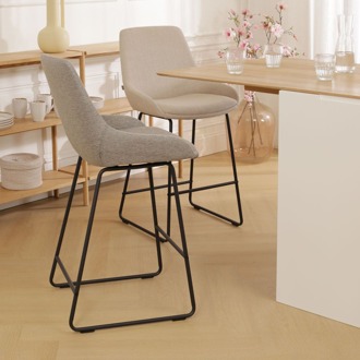 Nino-Isa barkruk warm grijs - zwart onderstel - 75 cm