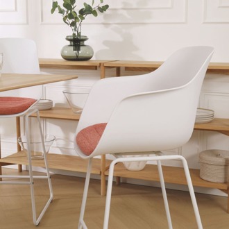 Nino-Liz barkruk wit met terracotta rood zitkussen - wit onderstel - 75 cm