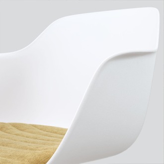 Nino-Liz barkruk wit met warm oker zitkussen - zwart onderstel - 65 cm