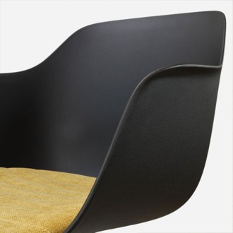 Nino-Liz barkruk zwart met warm oker zitkussen - zwart onderstel - 75 cm