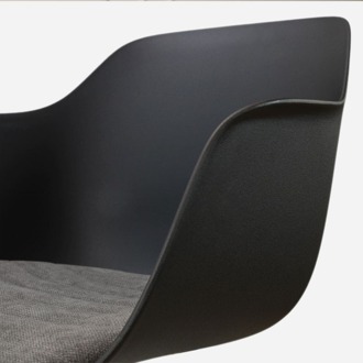 Nino-Liz barkruk zwart met zeegrijs zitkussen - zwart onderstel - 75 cm