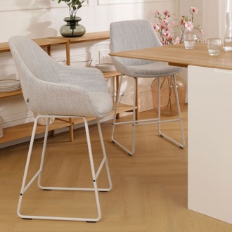 Nino-Mae barkruk beige gemêleerd - wit onderstel - 65 cm