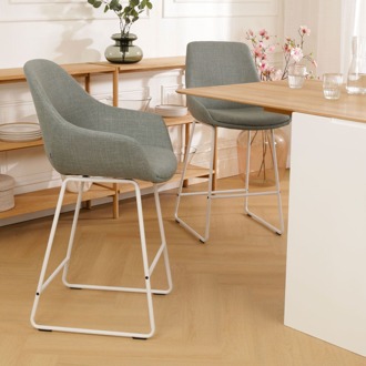 Nino-Mae barkruk saliegroen - wit onderstel - 75 cm