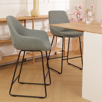 Nino-Mae barkruk saliegroen - zwart onderstel - 75 cm