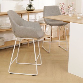 Nino-Mae barkruk warm grijs - wit onderstel - 65 cm