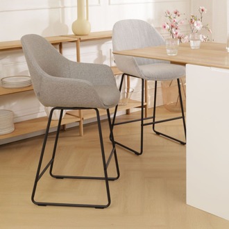 Nino-Mae barkruk warm grijs - zwart onderstel - 65 cm