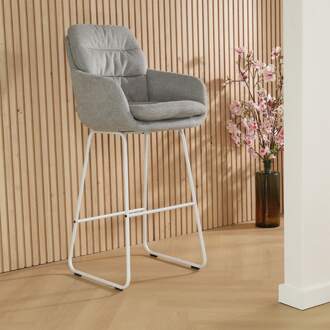 Nino-Mia barkruk grijs - wit onderstel - 65 cm - set van 2