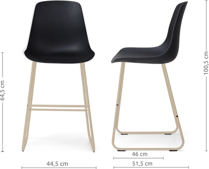 Nino-Pip barkruk zwart - beige onderstel - 65 cm