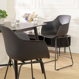 Nino-Puk barkruk zwart - zwart onderstel - 65 cm - set van 2