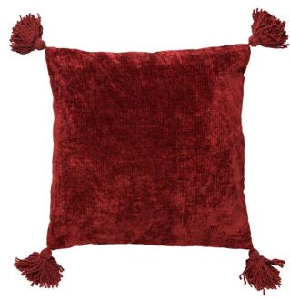 NINO - Sierkussen van katoen 45x45 cm Merlot - rood - kussentje met flosjes