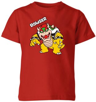 Nintendo Super Mario Bowser Text Kids' T-Shirt - Red - 110/116 (5-6 jaar) Rood