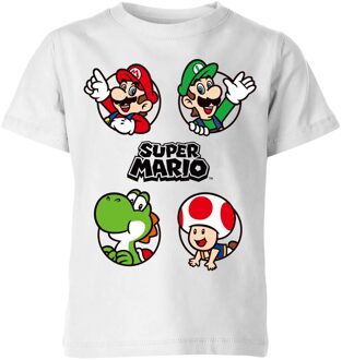 Nintendo Super Mario Circles Kids' T-Shirt - White - 122/128 (7-8 jaar) Wit