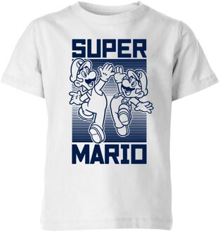 Nintendo Super Mario High Five Kids' T-Shirt - White - 98/104 (3-4 jaar) Wit - XS