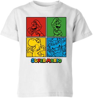 Nintendo Super Mario Squares Kids' T-Shirt - White - 122/128 (7-8 jaar) Wit