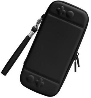 Nintendo Switch Solid Color PU lederen draagtas beschermhoes schokbestendig draagbare opbergtas - zwart