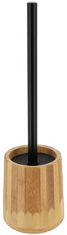 Nintendo WC/Toiletborstel in houder - bamboe hout - 37 x 11 cm - zwarte borstel