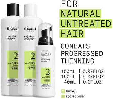 NIOXIN Scalp and Hair Thickening System 2 for Natural Hair with Progressed Thinning Trial Kit