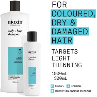 NIOXIN Scalp and Hair Thickening System 3 Shampoo for Coloured Dry and Damaged hair with Light Thinning 300ml