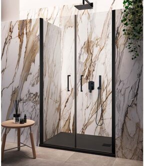 Nisdeur Lacus Giglio Evo Saloon 2 Klapdeuren 110x200 cm Helder Glas Zwart Lacus