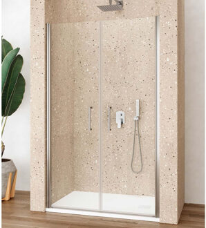 Nisdeur Lacus Giglio Evo Saloon 2 Klapdeuren 115x200 cm Helder Glas Chroom Lacus