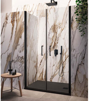 Nisdeur Lacus Giglio Evo Saloon 2 Klapdeuren 115x200 cm Helder Glas Zwart Lacus
