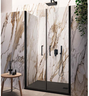 Nisdeur Lacus Giglio Evo Saloon 2 Klapdeuren 80x200 Cm Helder Glas Mat Zwart