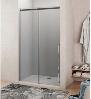 Nisdeur Lacus La Maddalena 120x210 cm Schuifdeur 6mm Helder Glas RVS RVS Look