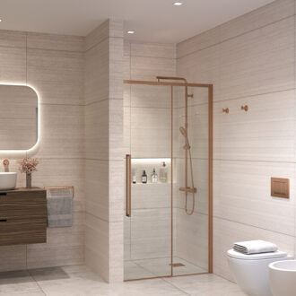 Nisdeur Sanivo Nova Soft Close 100x200 cm Geborsteld Brons Helder Nano 8 mm