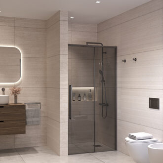 Nisdeur Sanivo Nova Soft Close 100x200 cm Gunmetal Rookglas Nano 8 mm