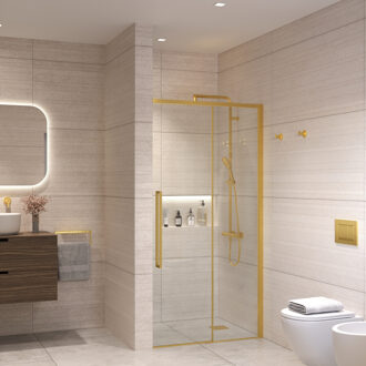 Nisdeur Sanivo Nova Soft Close 110x200 cm Geborsteld Messing Goud Helder Nano 8 mm