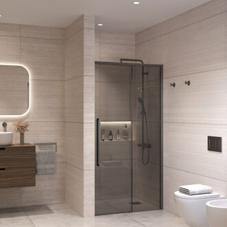 Nisdeur Sanivo Nova Soft Close 110x200 cm Gunmetal Rookglas Nano 8 mm